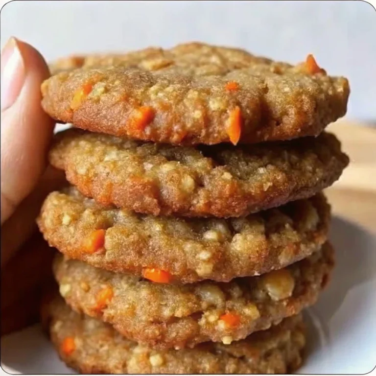 Stacked carrot oat coconut oil cookies for dogs cooling on a plate