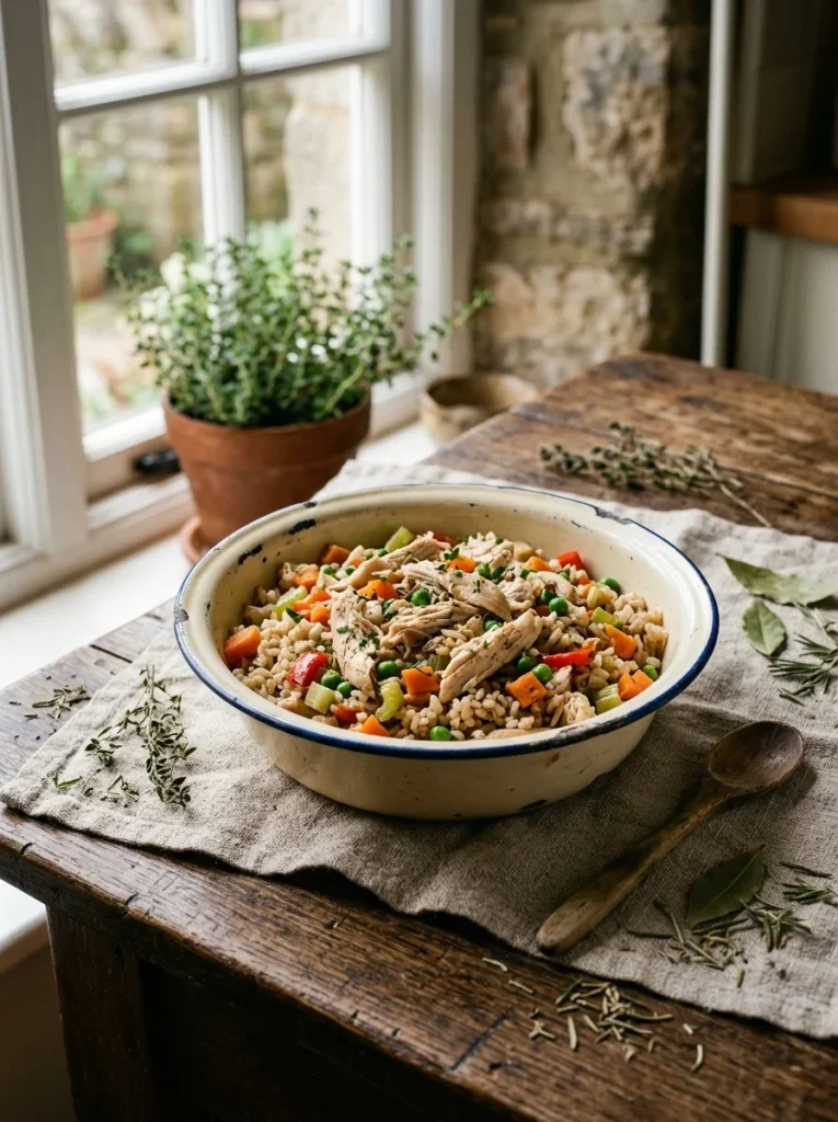 rustic chicken and brown rice healthy dog dinner recipe
