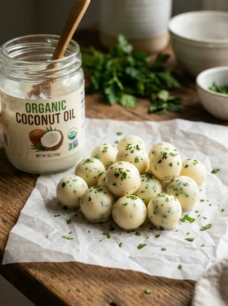 Coconut oil mint parsley drops for fresh dog breath