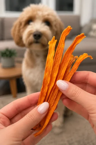 Crispy carrot ribbon chips, an easy carrot dog treats recipe