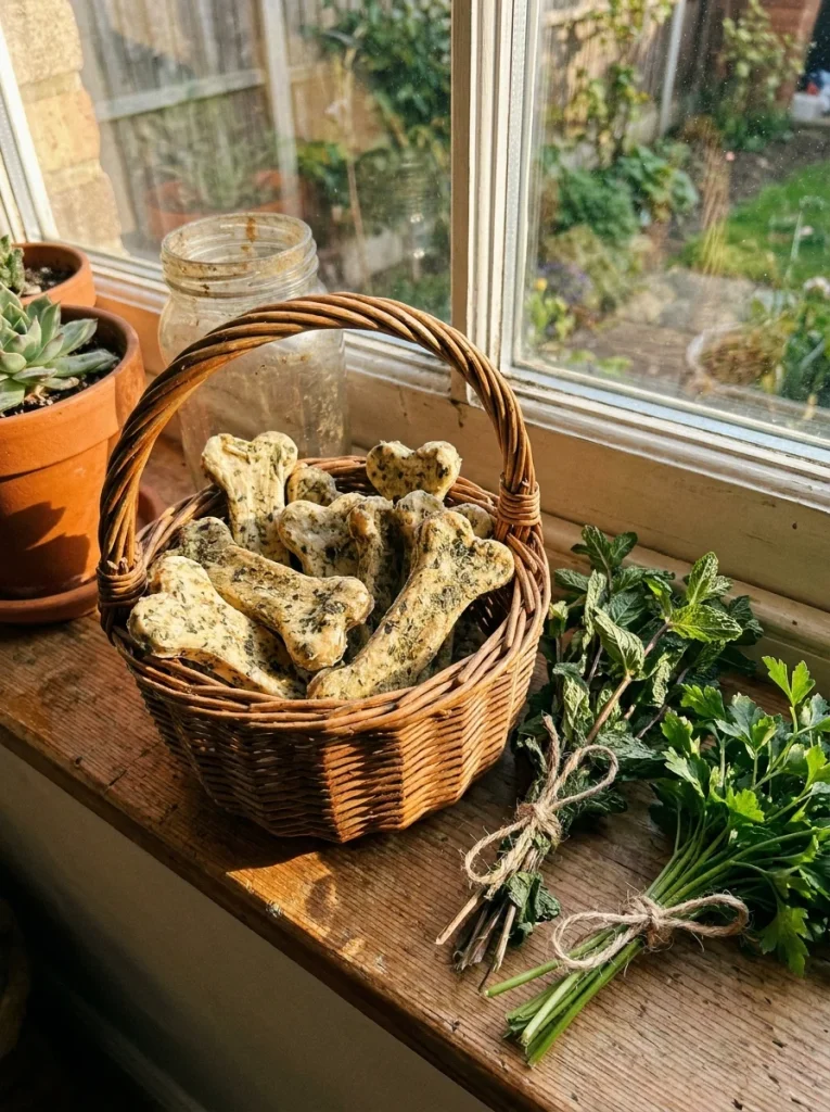 Dehydrated mint parsley dental chews for dogs