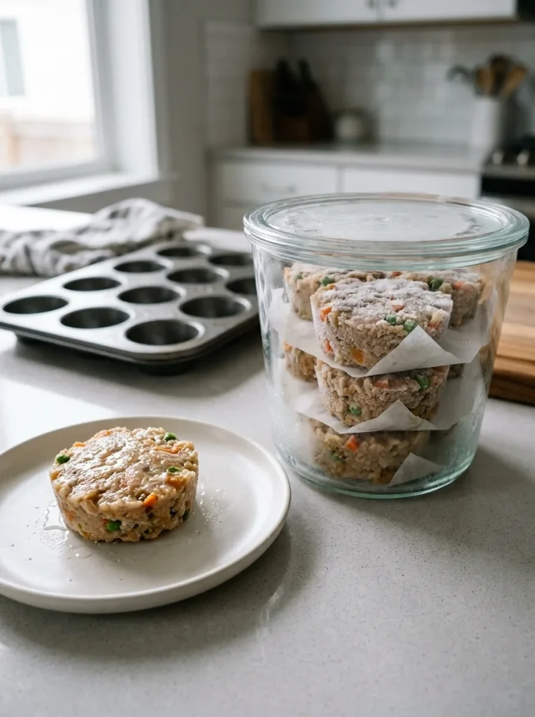 5-Ingredient Homemade Dog Foods Recipes frozen into round meal pucks