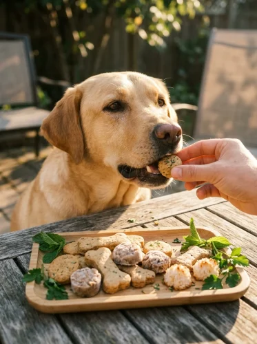 Dog treats for fresh breath made with mint and parsley