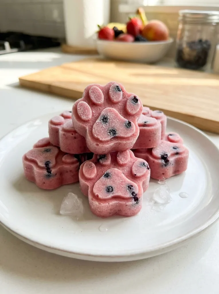 Watermelon & Blueberry Frozen Bites recipe fresh out of the freezer