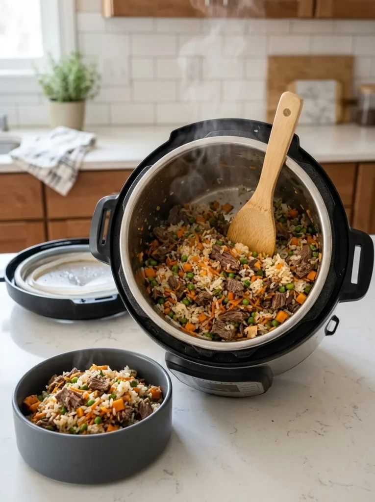 5-Ingredient Homemade Dog Foods Recipes Instant Pot beef and rice bowl