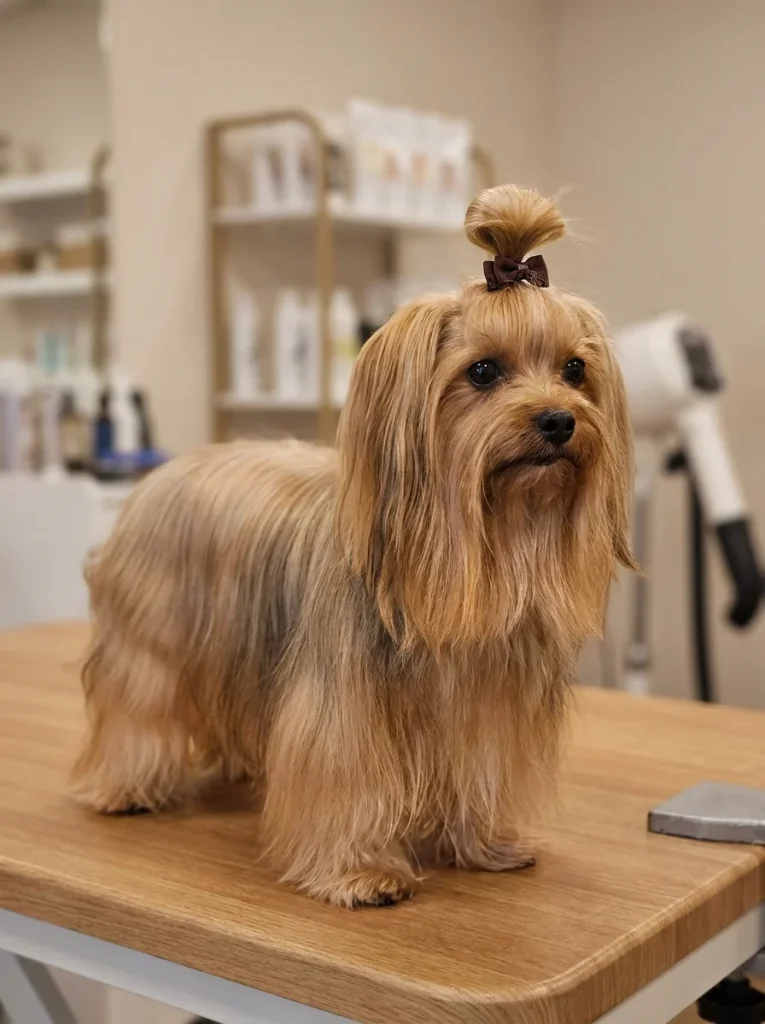 Long body coat single topknot Morkie Haircut Short alternative