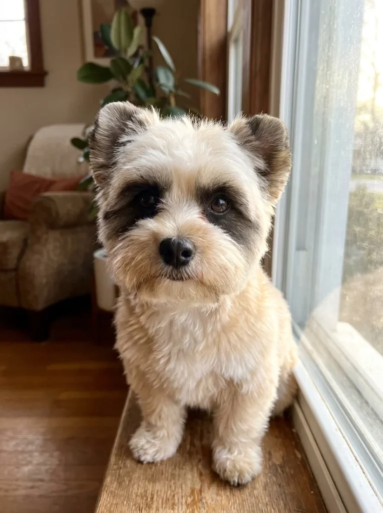 Realistic panda style Morkie Haircut Ideas facial markings