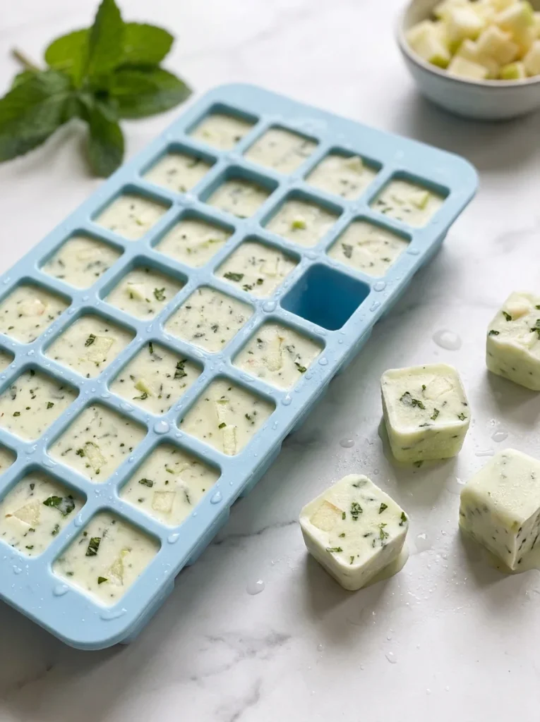 Frozen yogurt dog breath treats with mint and apple