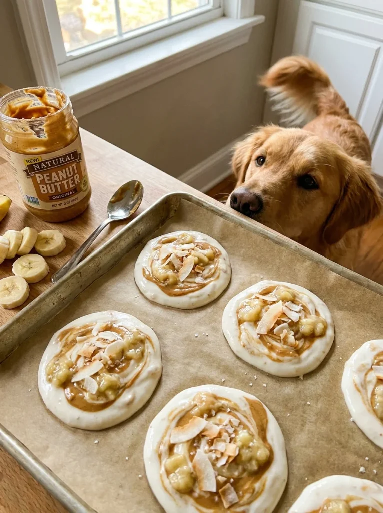 peanut butter banana coconut yogurt dog treat
