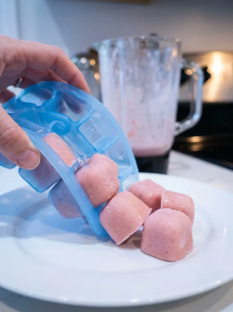 Creamy smooth frozen dog treat cubes with no ice crystals