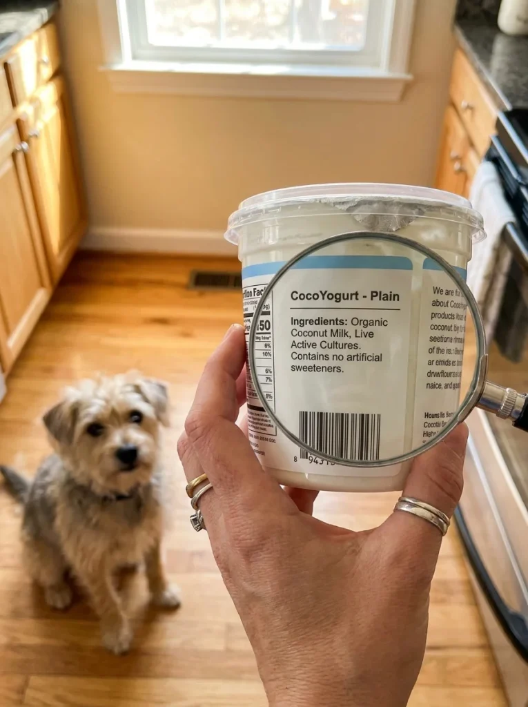 checking coconut yogurt label safe for dogs no xylitol