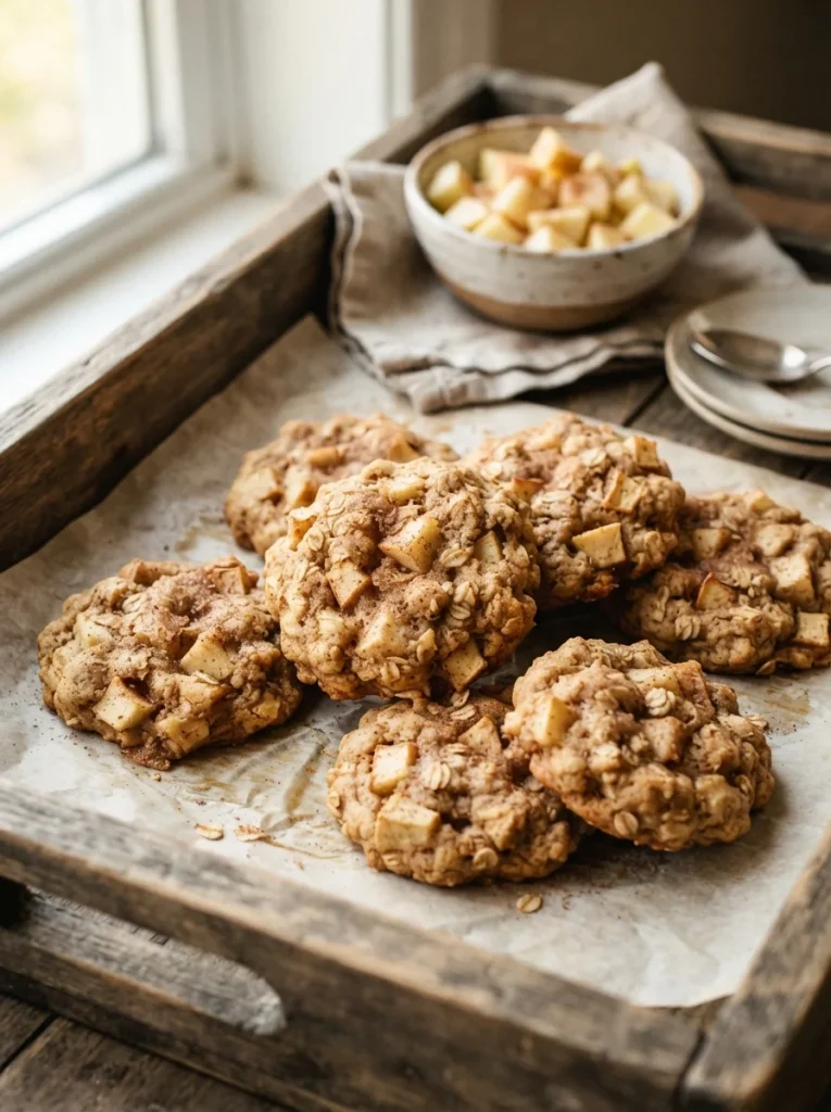 Apple dog treats recipes soft oat cookie batch on parchment paper