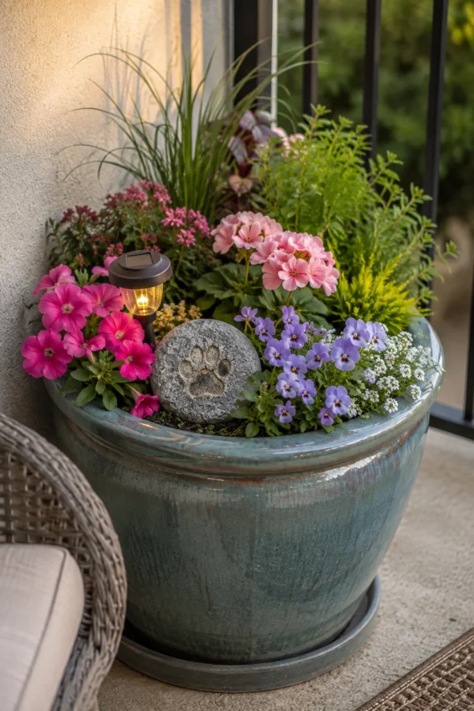 Container garden idea for a small-space dog memorial