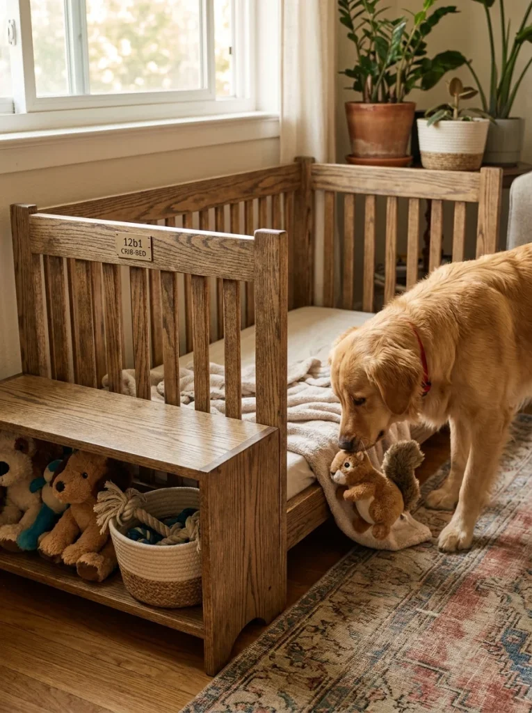 Crib Mattress Dog Bed Frames with built in toy storage