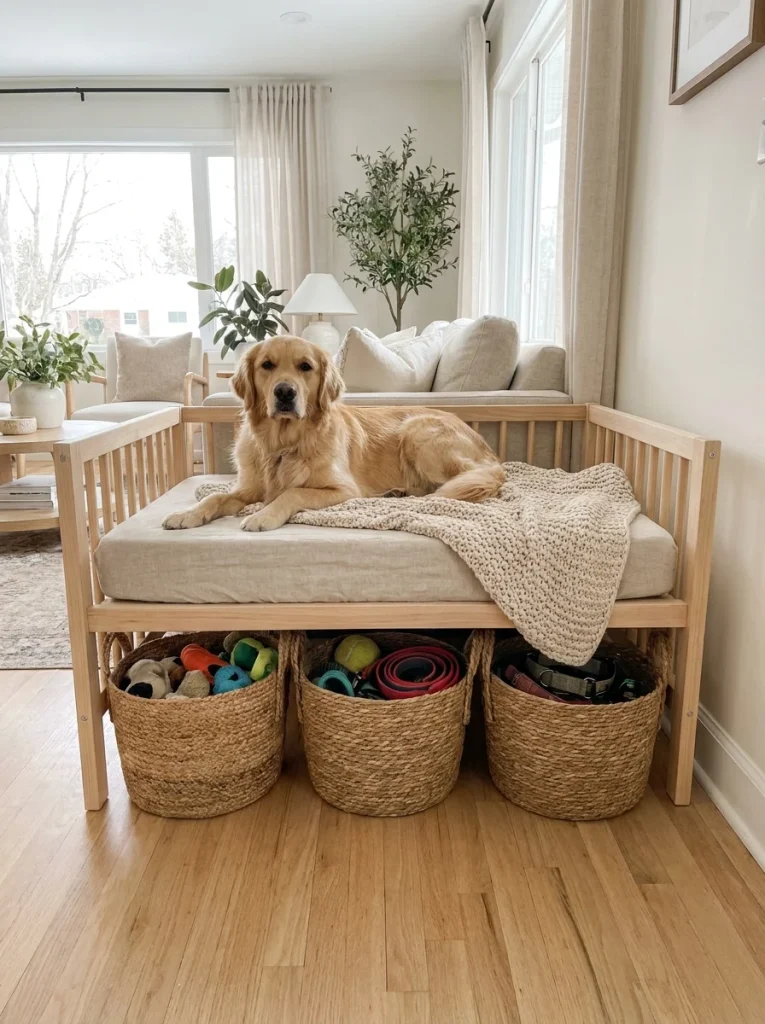 Crib Mattress Dog Bed Frames with hidden storage underneath