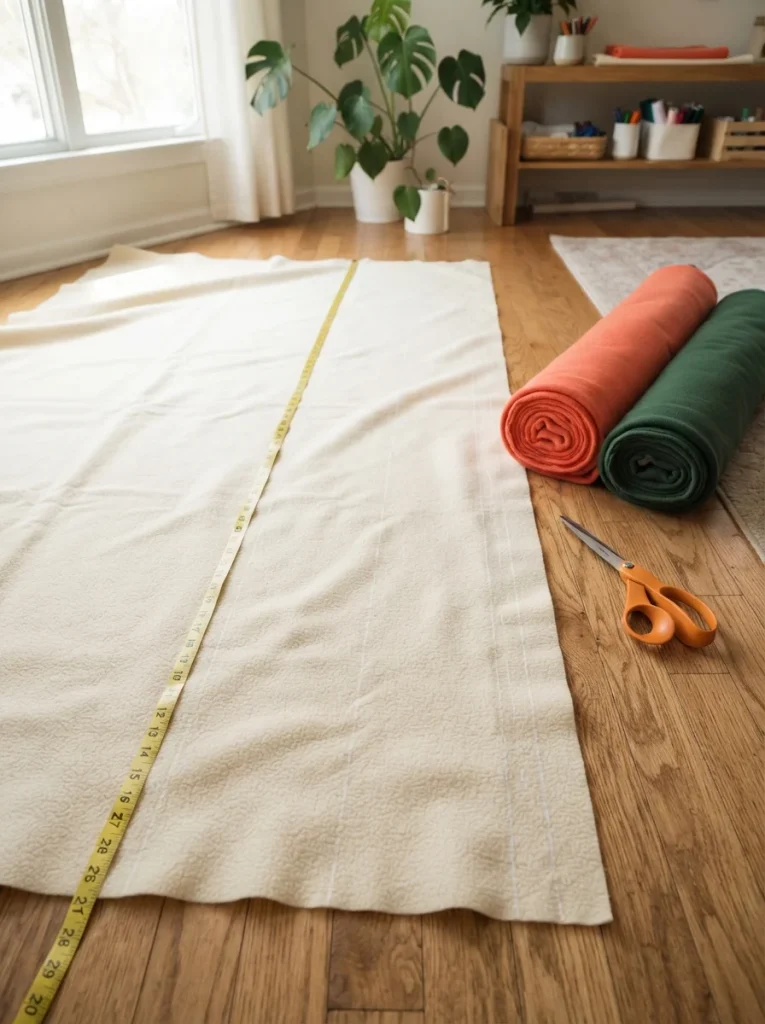 Cutting fleece strips as the first step of a DIY Snuffle Ball For Dogs