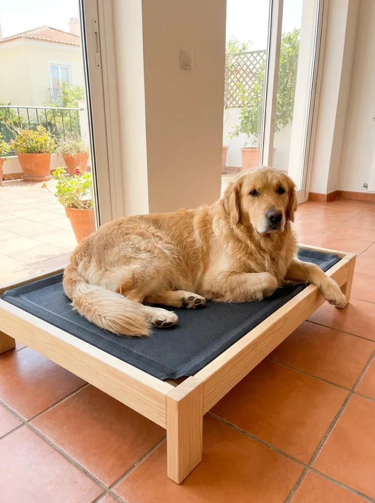 Elevated cooling crib mattress dog bed frame idea
