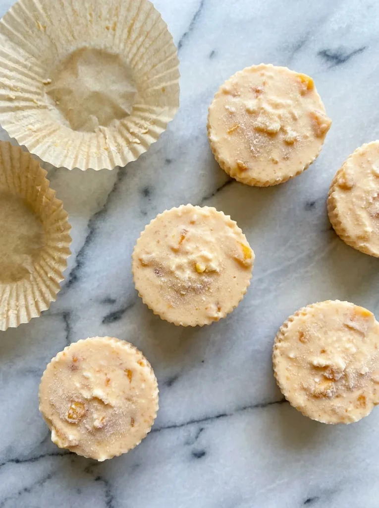 frozen peach dog treats in cottage cheese cups