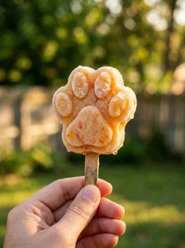 frozen peach dog treats pupsicle macro shot