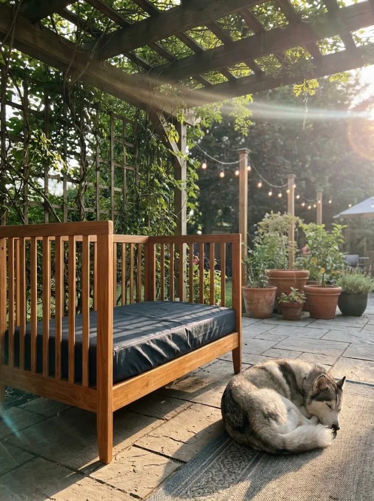 Outdoor Crib Mattress Dog Bed Frames on a patio