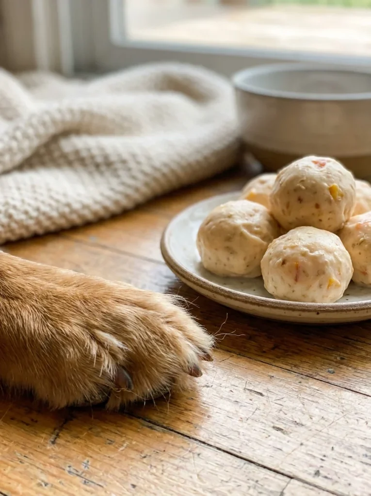 no-bake peach yogurt dog treat bites closeup