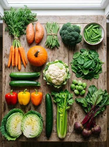 15 Best Vegetables for Dogs arranged in a flat lay nutrition display