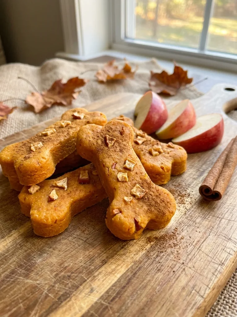 Apple cinnamon twist on carrot and sweet potato chews for dogs with fresh apple slices