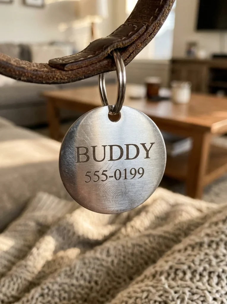 Classic engraved stainless steel dog tag
