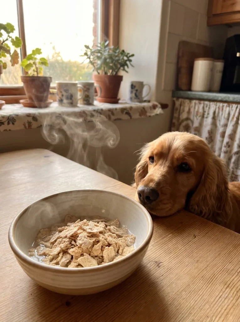 Soft freeze dried turkey flakes added to a dog's meal