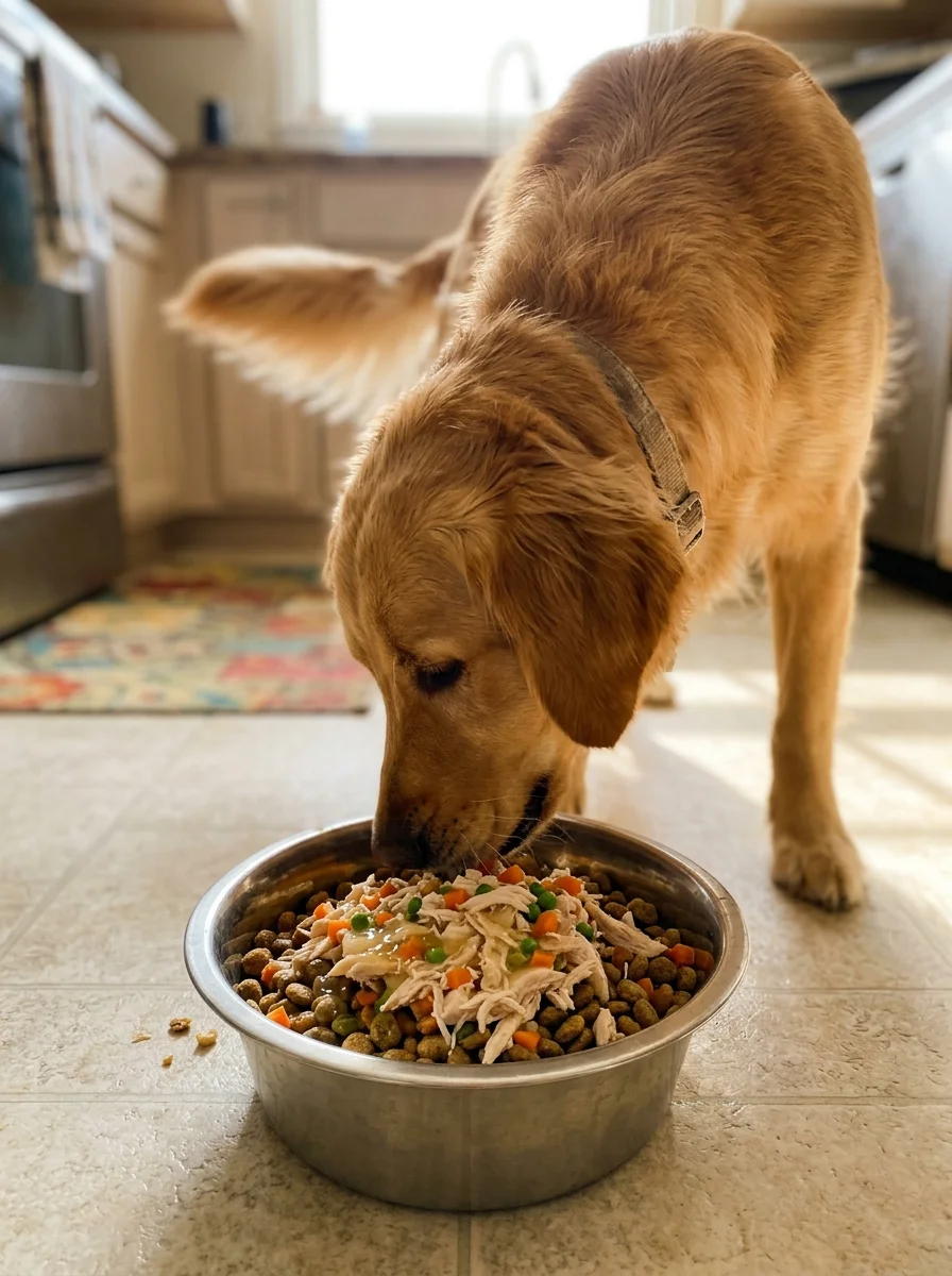 Ingredients for homemade high protein dog food toppers on counter