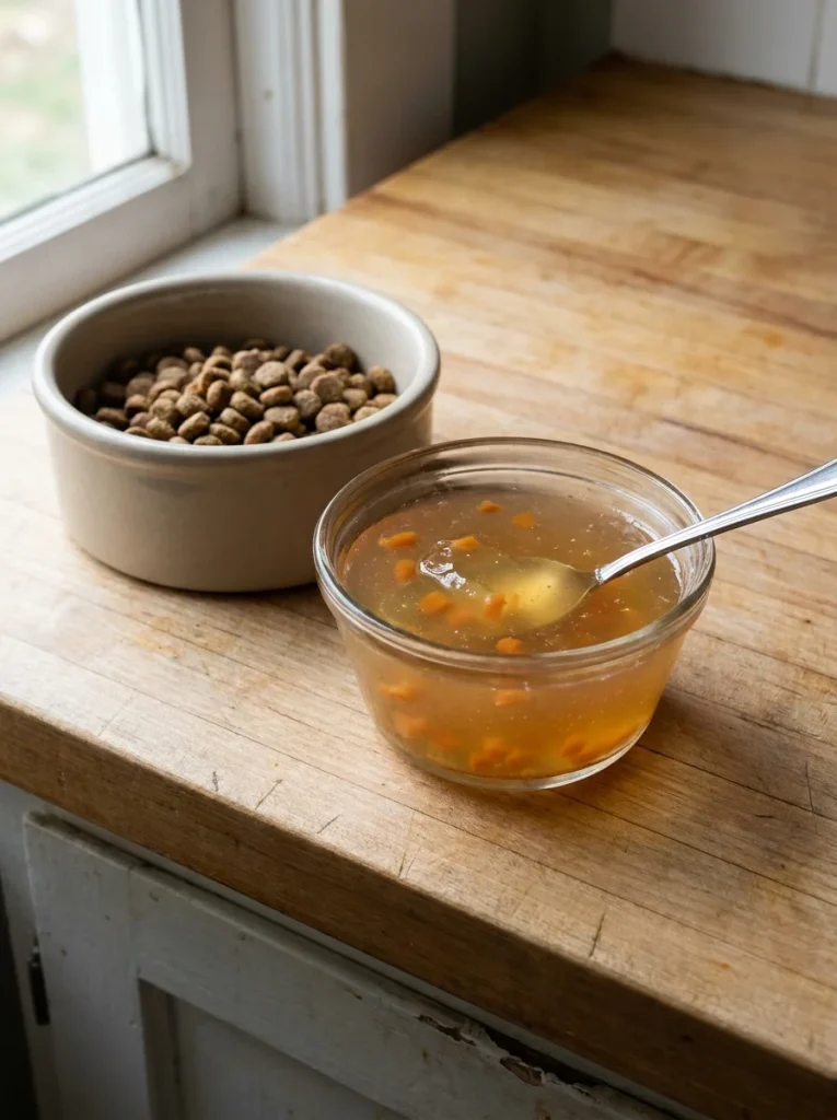 homemade chicken broth gel topper