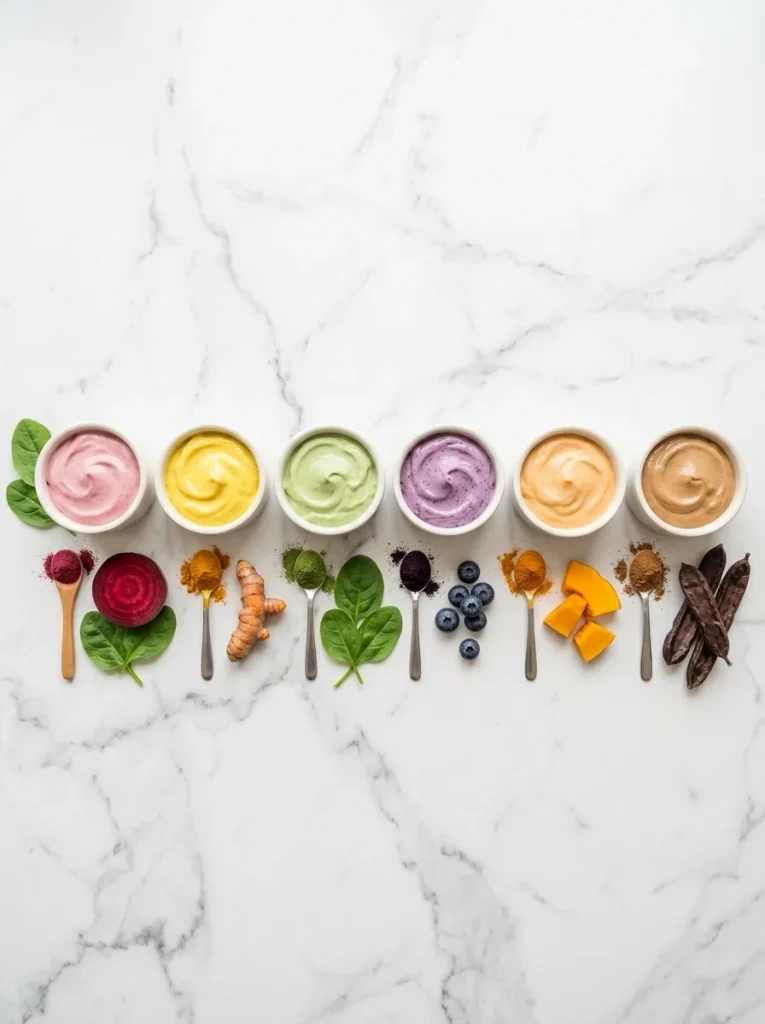 Natural beet, turmeric, and spinach colors for dog frosting