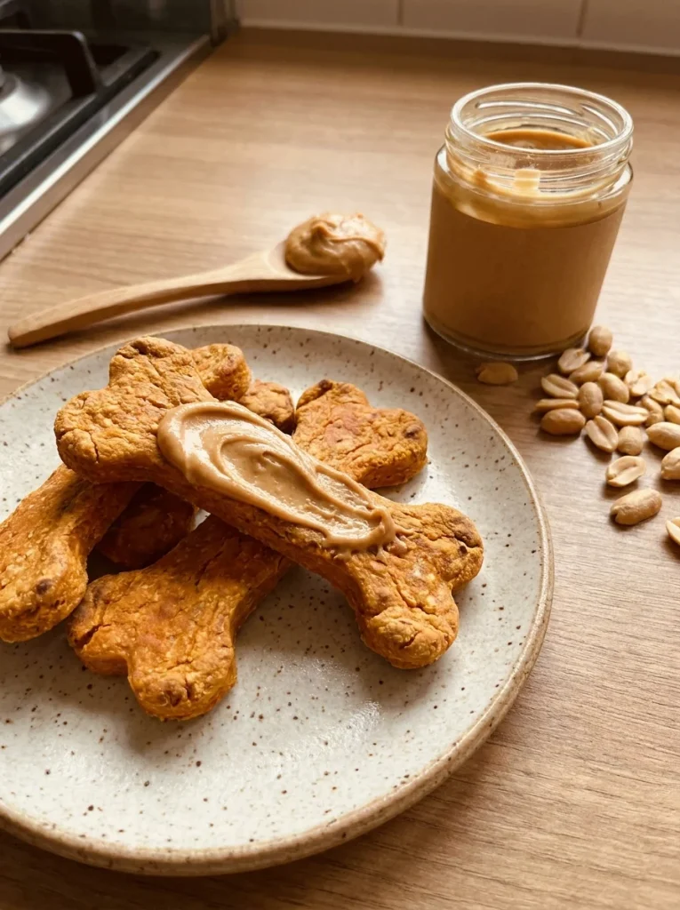 Peanut butter twist on carrot and sweet potato chews for dogs with a creamy swirl
