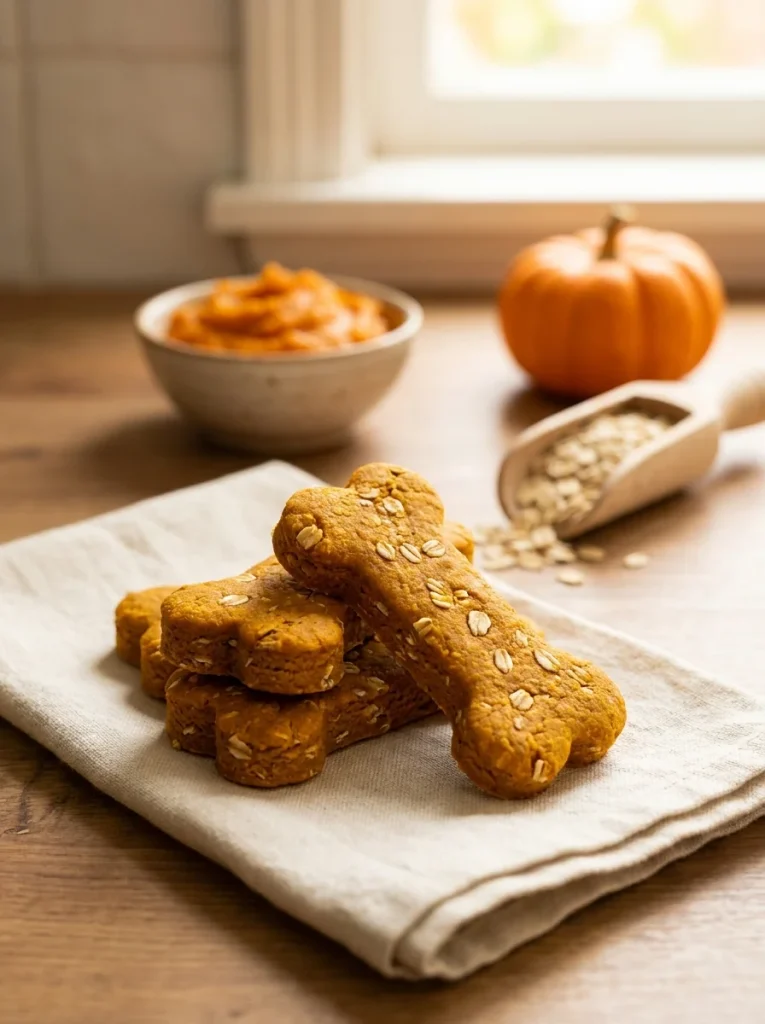 Pumpkin oat twist on carrot and sweet potato chews for dogs with rolled oats