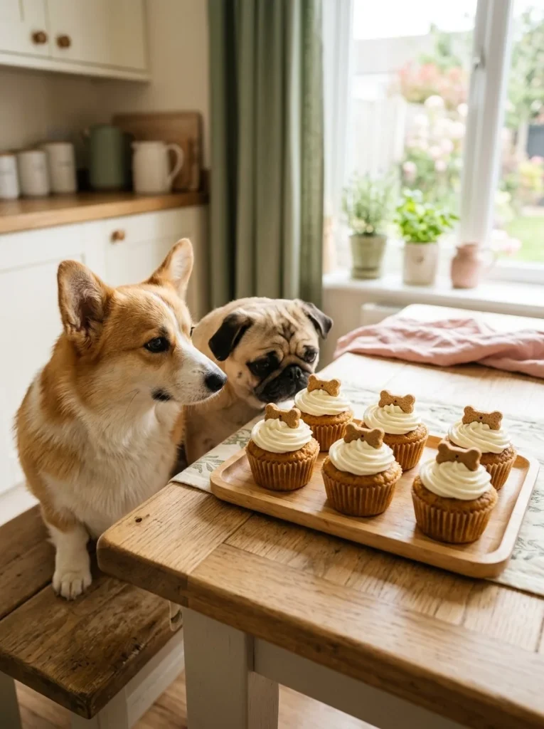 Pupcakes with cream cheese dog frosting swirls for a dog party