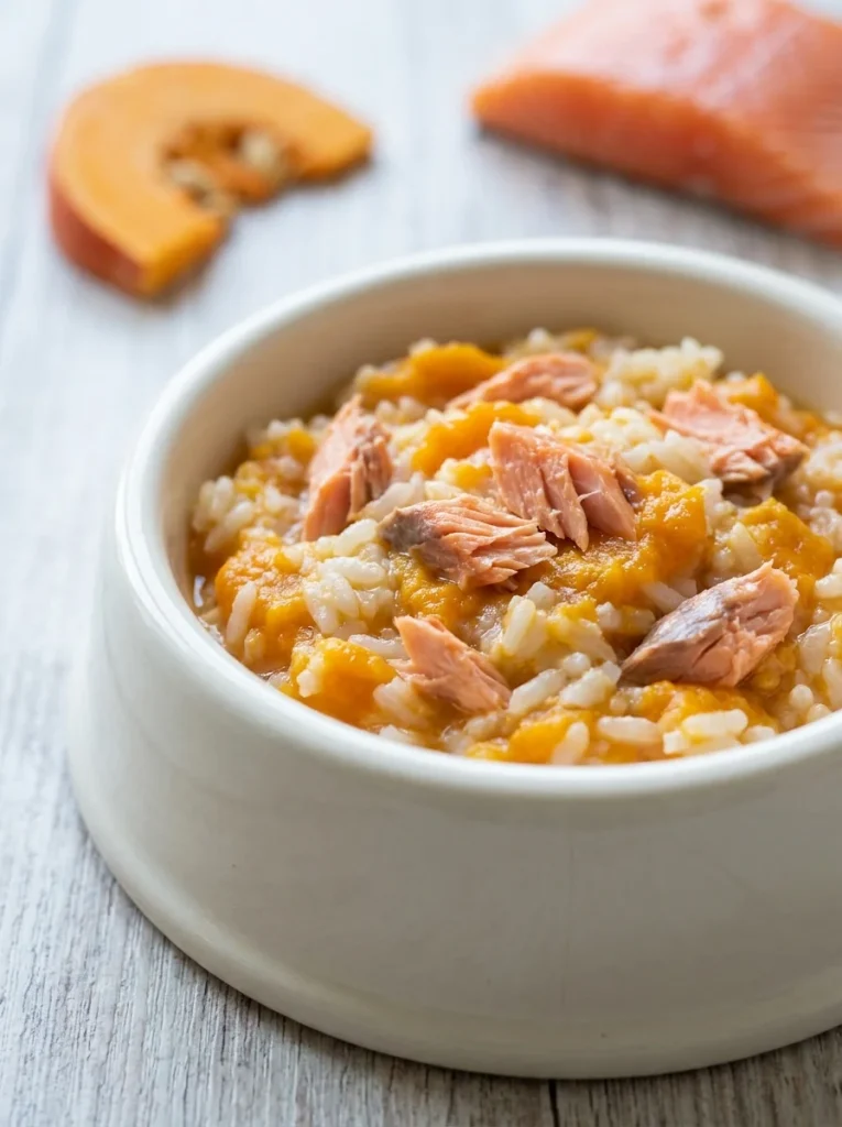 salmon pumpkin topper for senior dogs