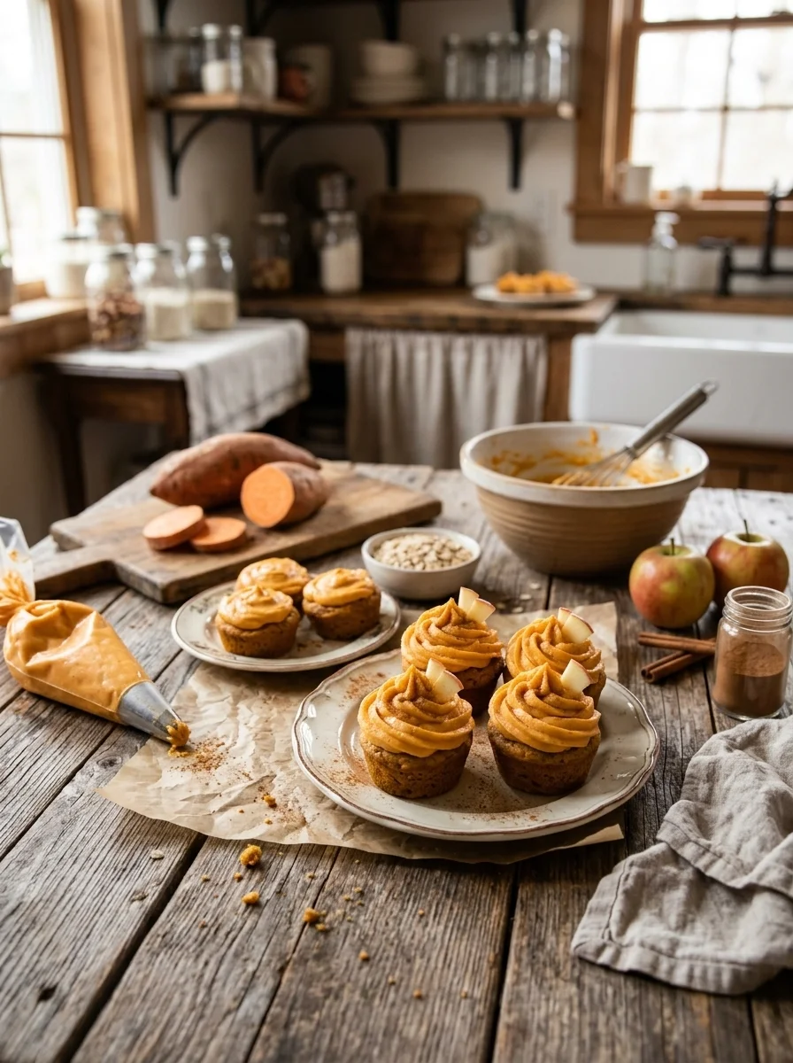 Apple cinnamon frosting studio composition