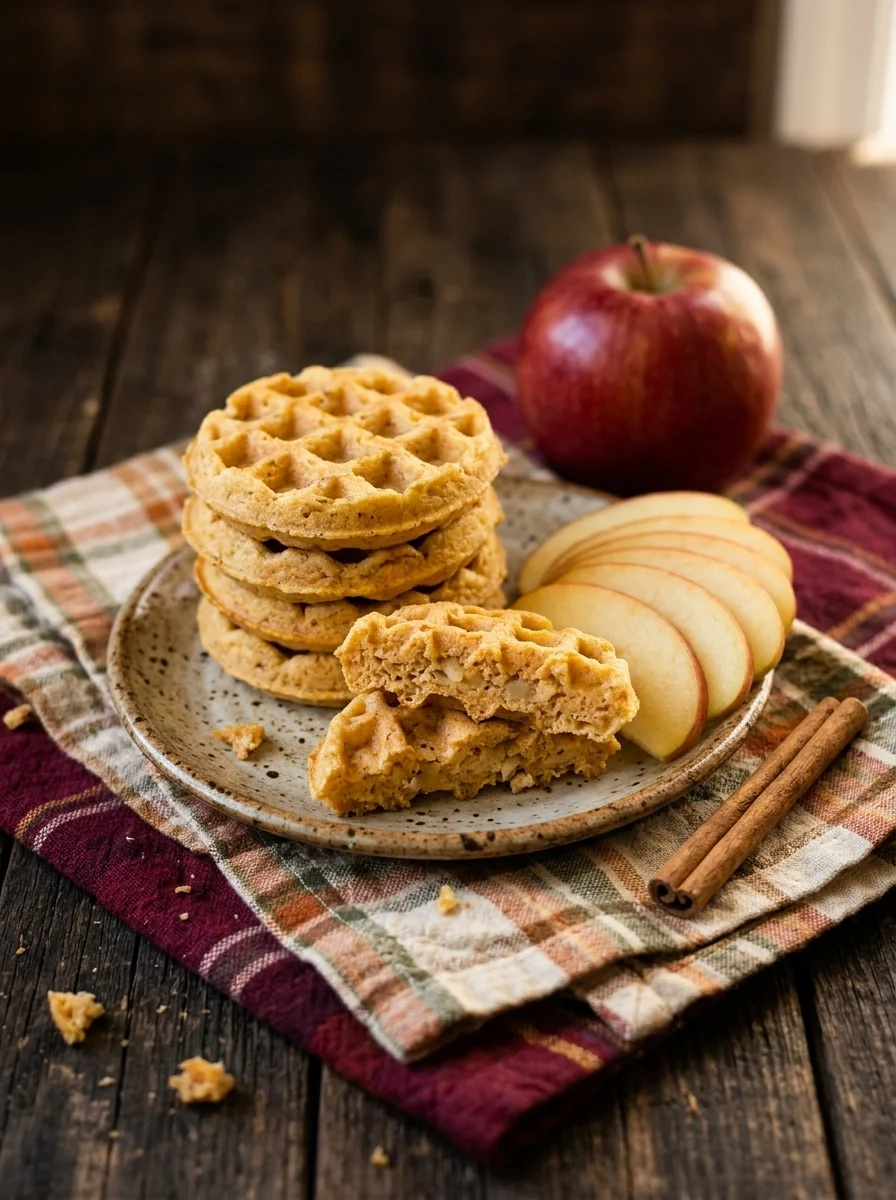 Apple sweet potato mini waffles with apple and cinnamon