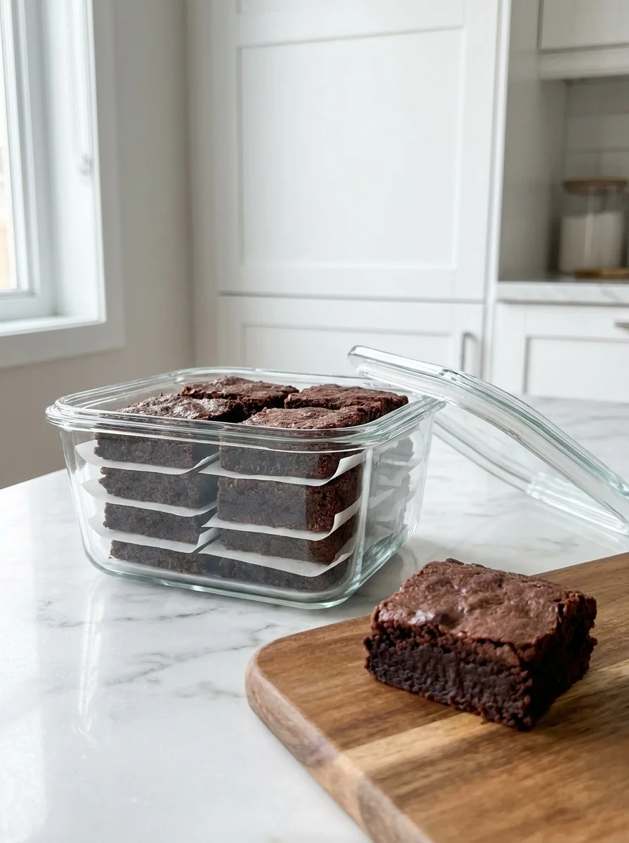 Carob brownies for dogs stored in a glass container