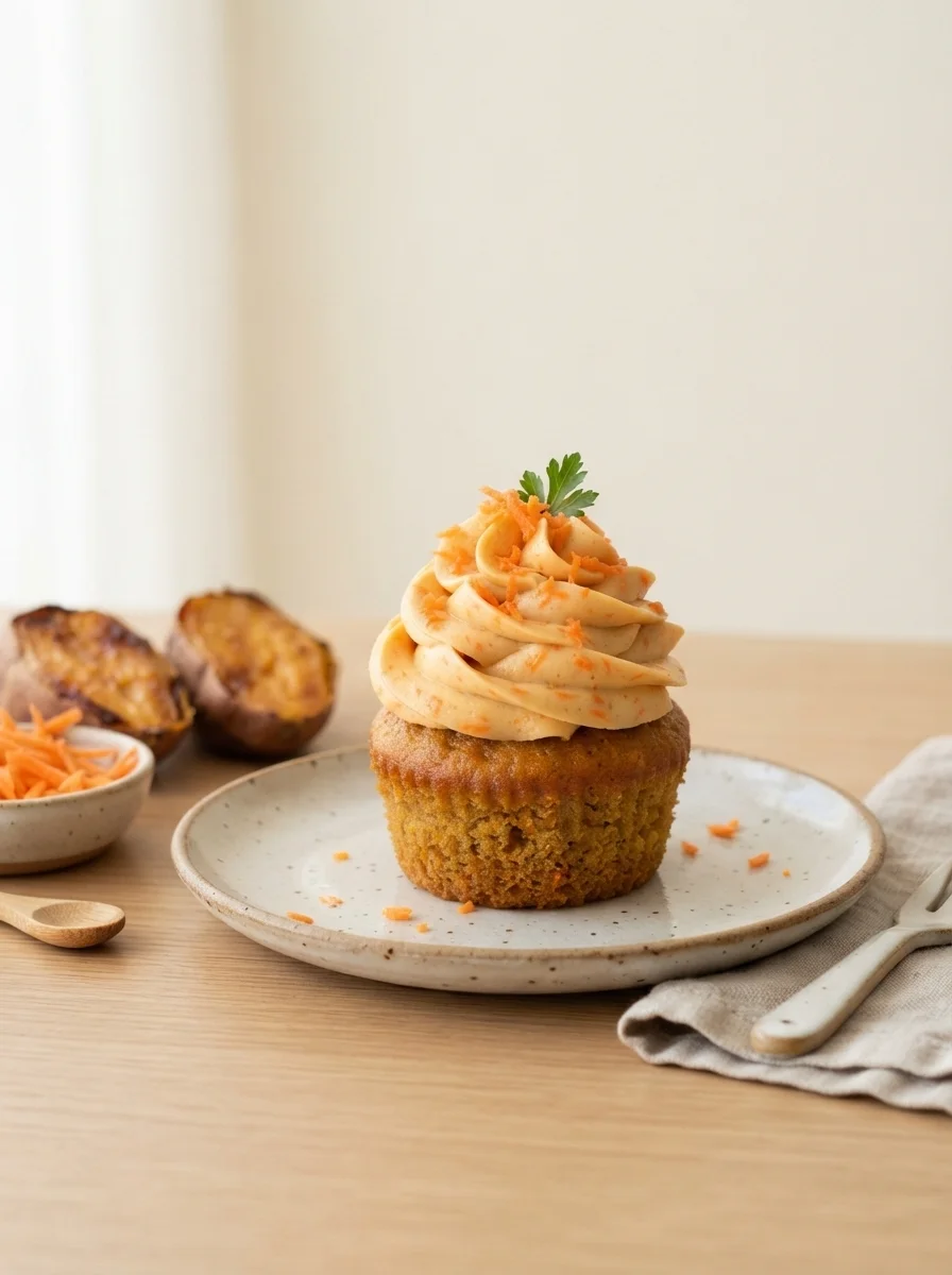 Macro shot of carrot frosting swirl