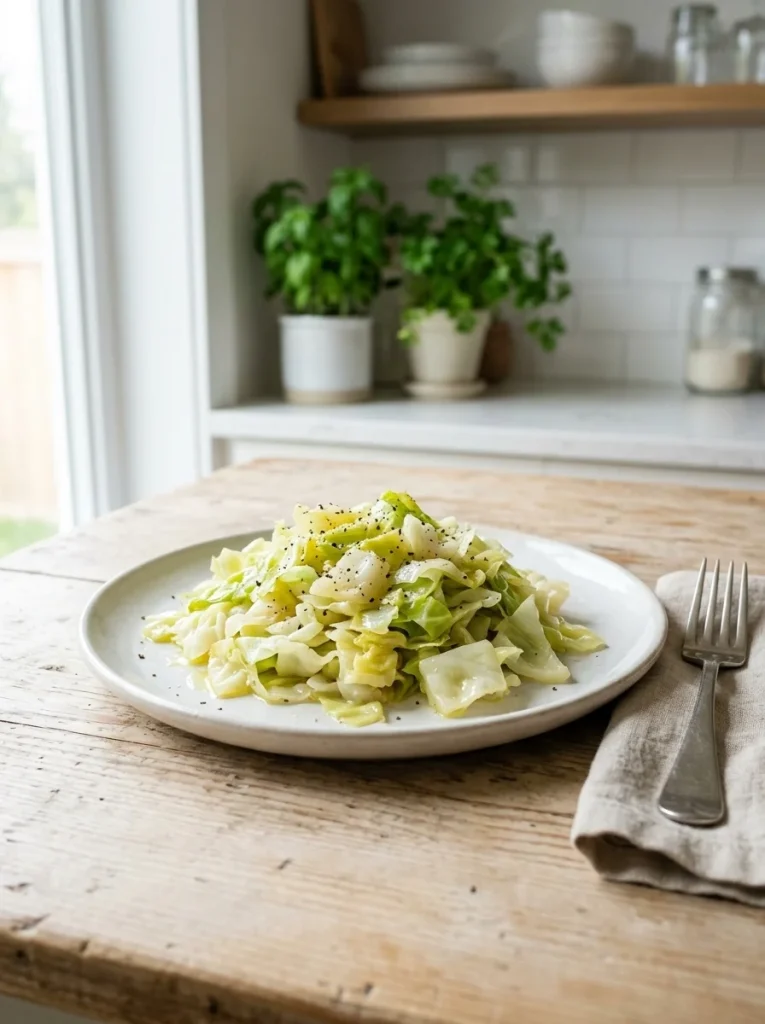 Cooked cabbage served in a small portion for a dog's diet