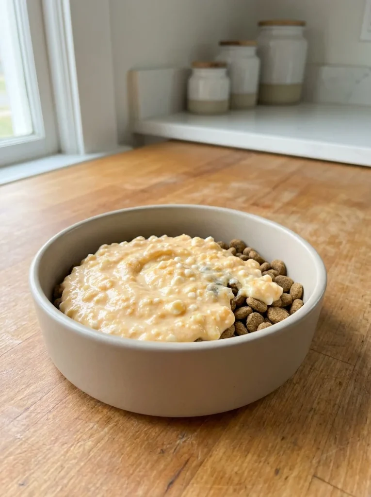 Cottage cheese and pumpkin no-cook topper for senior dogs