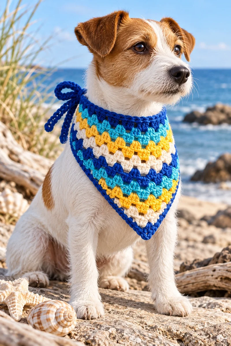 Finished cozy waves bandana on mannequin