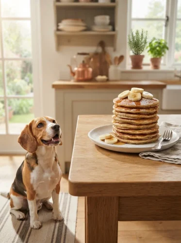 Fluffy banana pancakes for dogs