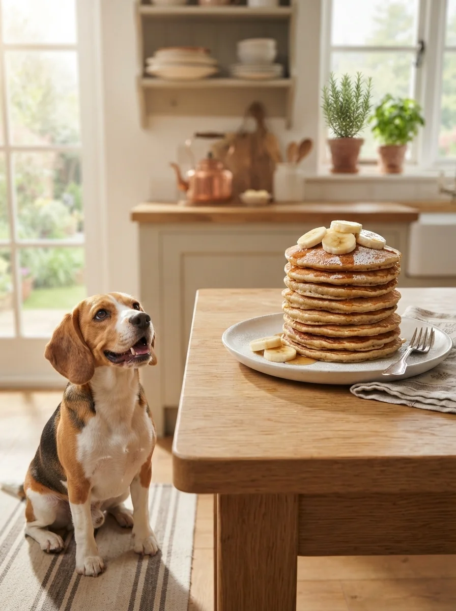 Fluffy banana pancakes for dogs
