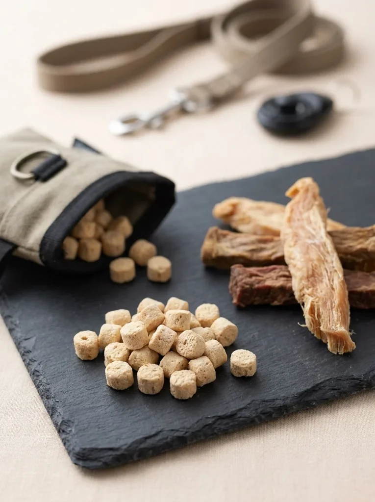 Crunchy freeze dried dog treats recipe turkey training bites in a treat pouch