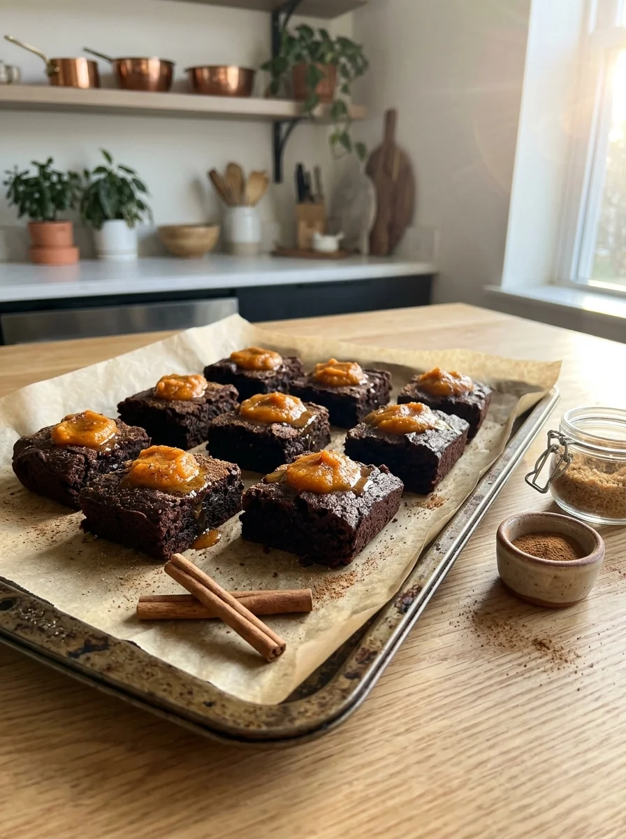 Pumpkin spice carob brownies for dogs with cinnamon sticks