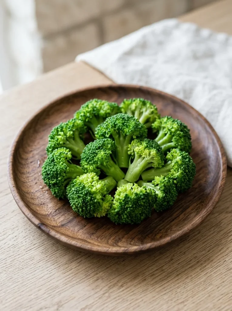 Small steamed broccoli florets served in dog-safe portions