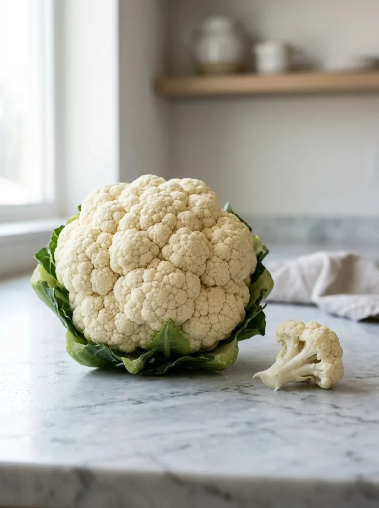 Small steamed cauliflower florets prepared safely for dogs